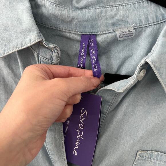 NWT Seraphine Cotton Chambray Belted Maternity Tunic 18 - Picture 2 of 5